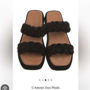 L'Amour Des Pieds Black Braided Platform Sandals